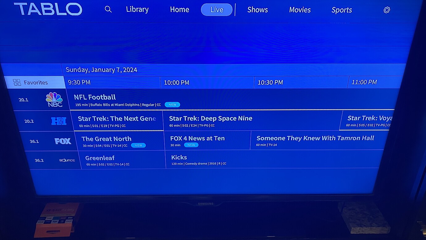 Creating a Favorites channel list in Live Guide Support