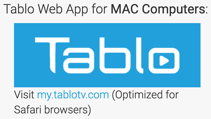 Tablo-Optimized for Safari